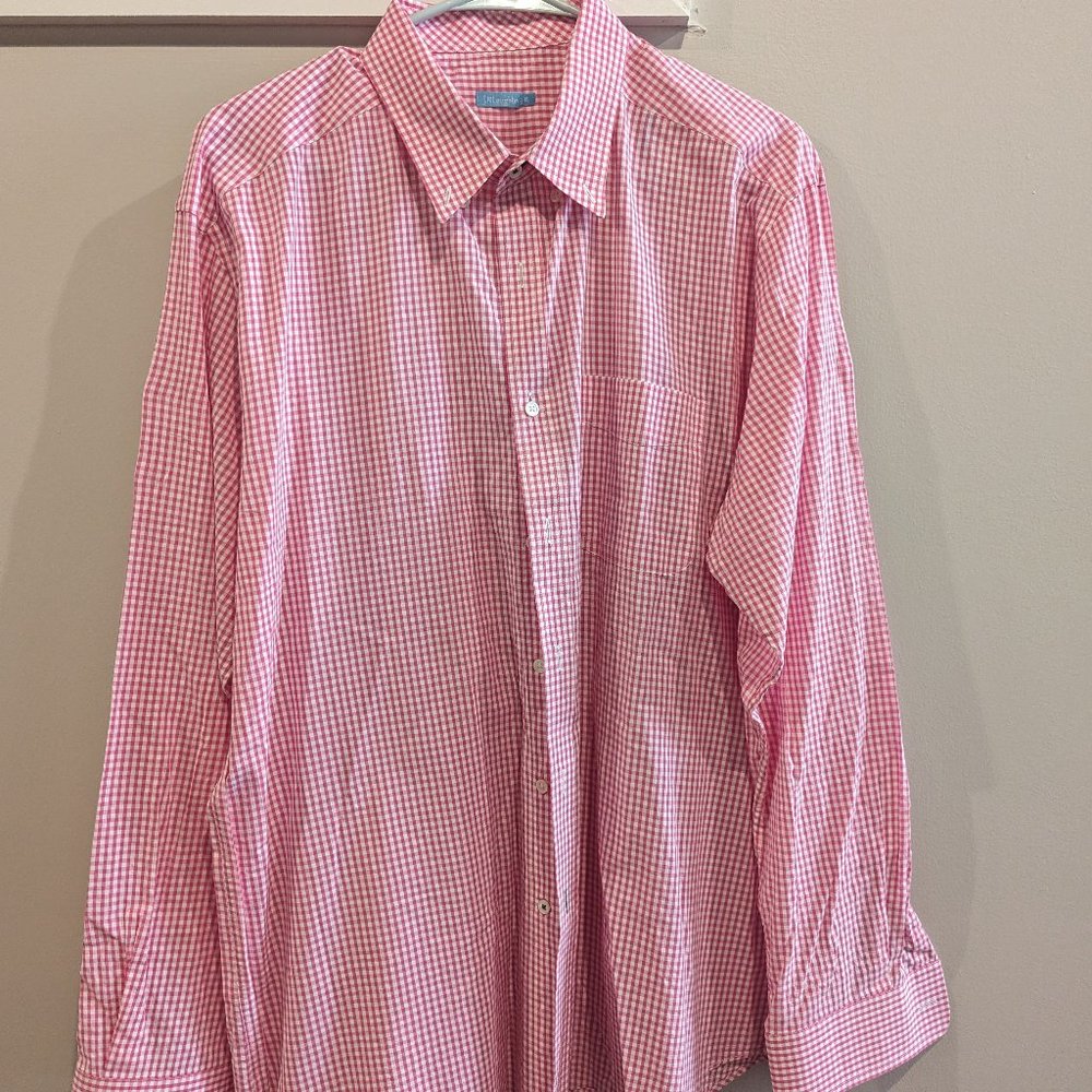 J. McLaughlin Men's Pink Gingham Dress Shirt - XL